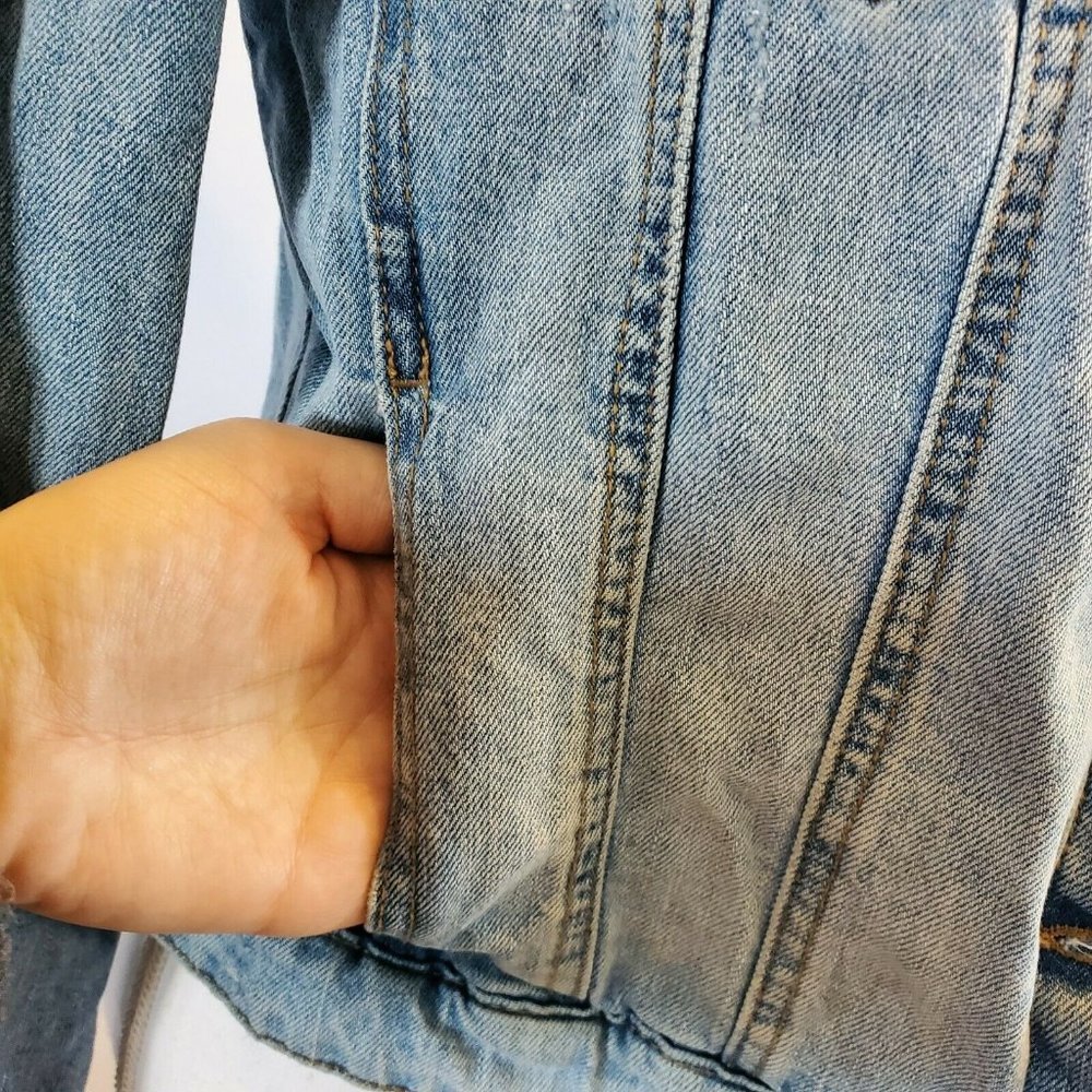 Zara TRF Womens Denim Jacket Blue Size Small Medium Jean Jacket - Picture 5 of 11